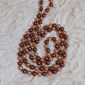 Brown Glass Pearl Necklace 22"